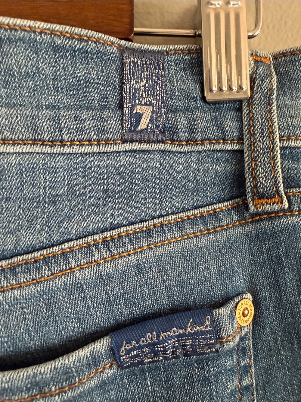 7 For All Mankind Gwenevere Ankle Skinny Jeans Distressed Stretch Denim Size 31 - Picture 6 of 8
